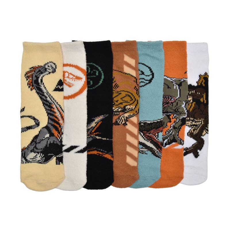 slide 1 of 4, Jurassic Park Boys' Jurassic 7 Days Of Cozy Socks - Ivory M/L, 1 ct