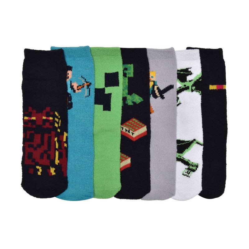 slide 1 of 4, Boys' Minecraft 7 Days Of Cozy Socks - M/L, 1 ct
