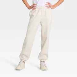 Girls' Active Comfort Jogger Pants - All In Motion™ Heather Cream M