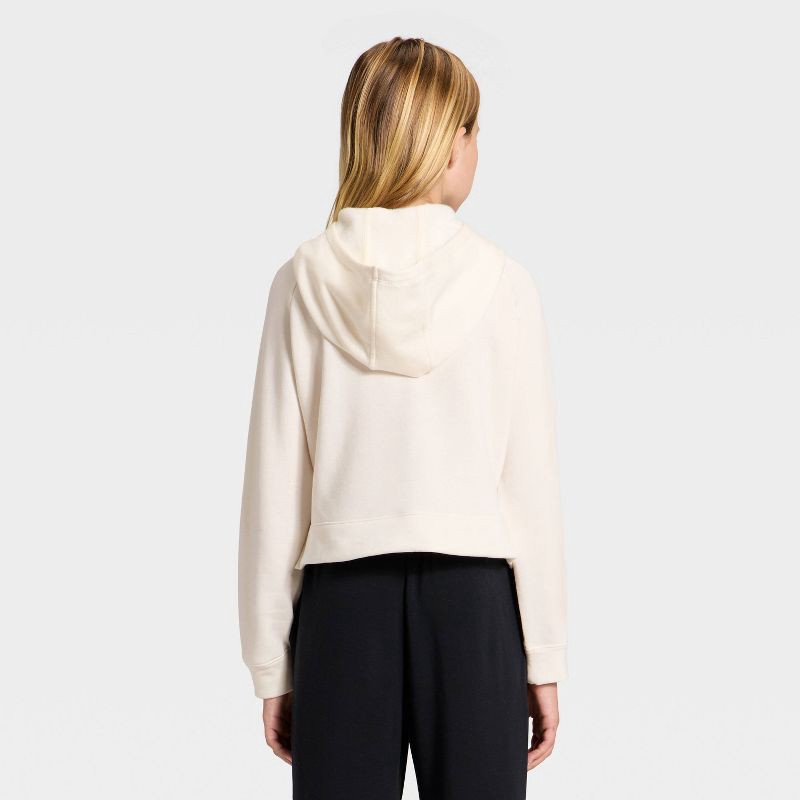 slide 2 of 3, Girls' Modal Pullover Hoodie - All In Motion™ Cream M, 1 ct