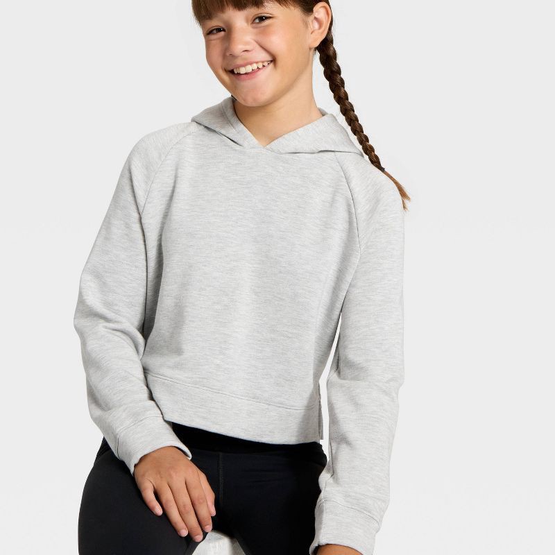 slide 3 of 3, Girls' Modal Pullover Hoodie - All In Motion™ Heather Gray XS, 1 ct