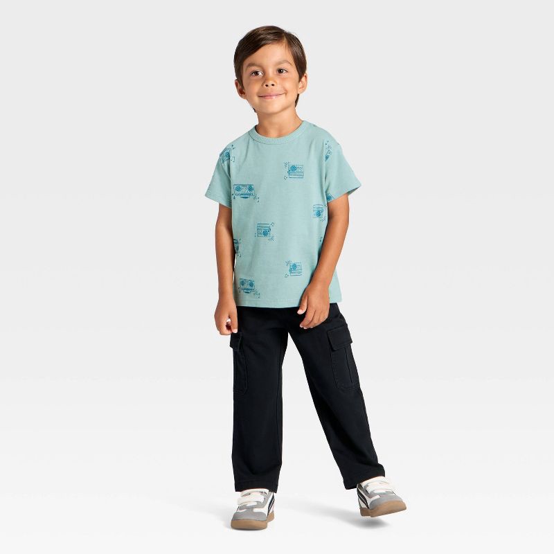 slide 2 of 3, Toddler Boys' Short Sleeve Favorite T-Shirt - Cat & Jack™ Slate Blue 12M, 1 ct