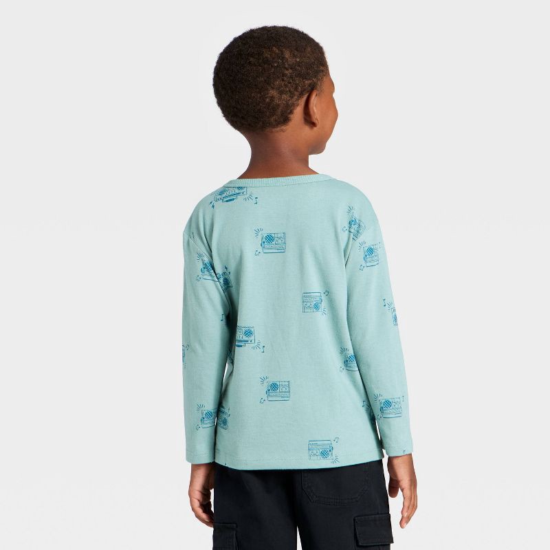 slide 2 of 3, Toddler Boys' Long Sleeve Relaxed T-Shirt - Cat & Jack™ Blue 18M, 1 ct