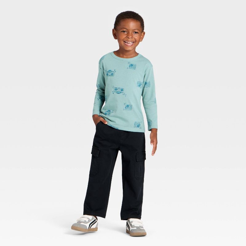 slide 3 of 3, Toddler Boys' Long Sleeve Relaxed T-Shirt - Cat & Jack™ Blue 5T, 1 ct