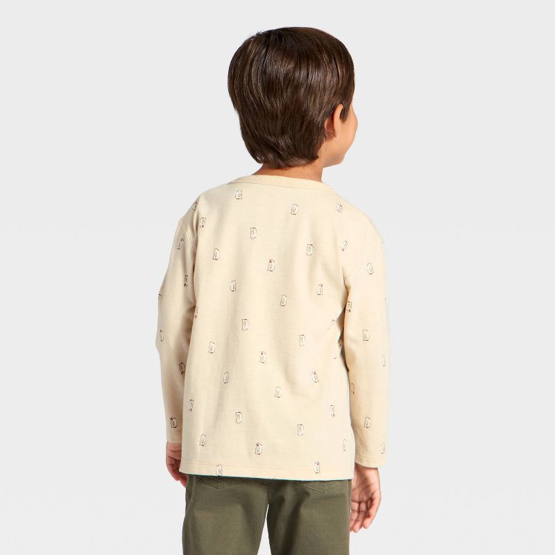slide 2 of 3, Toddler Boys' Long Sleeve Relaxed T-Shirt - Cat & Jack™ Khaki 18M, 1 ct