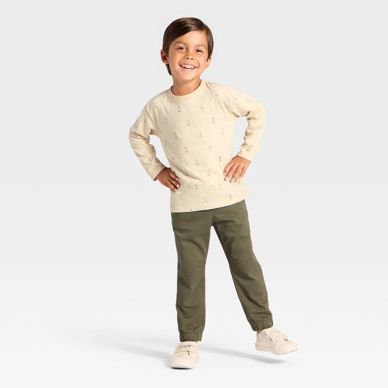slide 3 of 3, Toddler Boys' Long Sleeve Relaxed T-Shirt - Cat & Jack™ Khaki 2T, 1 ct