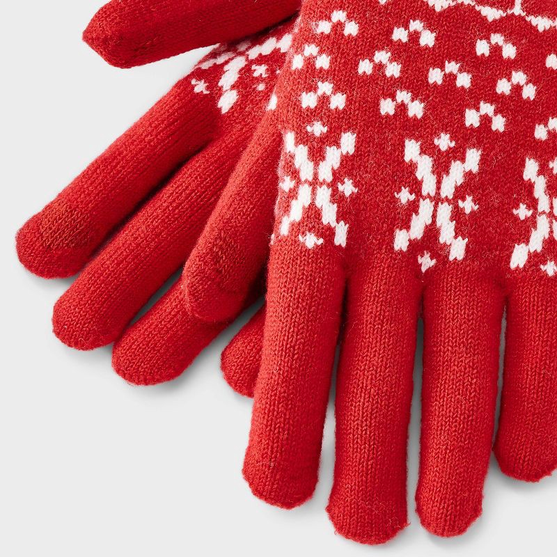 slide 3 of 5, Fair Isle Pattern Beanie & Gloves 2pc Set - Universal Thread™ Red, 2 ct