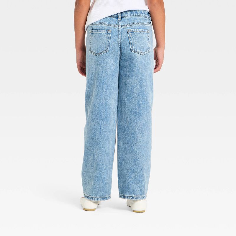 slide 2 of 4, Girls' Sequin Bow Barrel Jeans - Cat & Jack™ Light Wash 7, 1 ct
