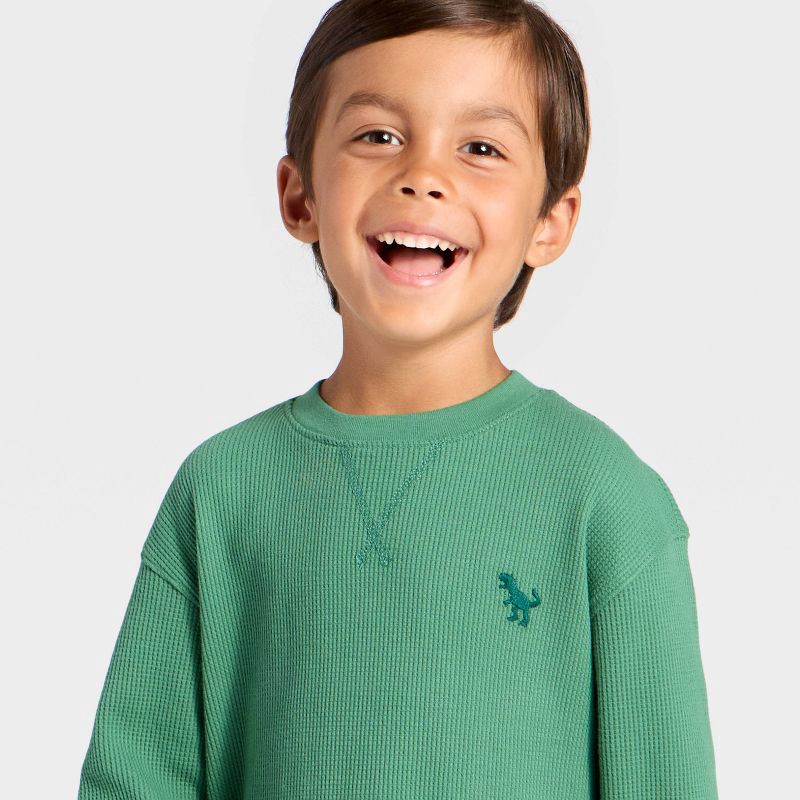 slide 2 of 4, Toddler Boys' Long Sleeve Thermal Shirt - Cat & Jack™ Green 12M, 1 ct