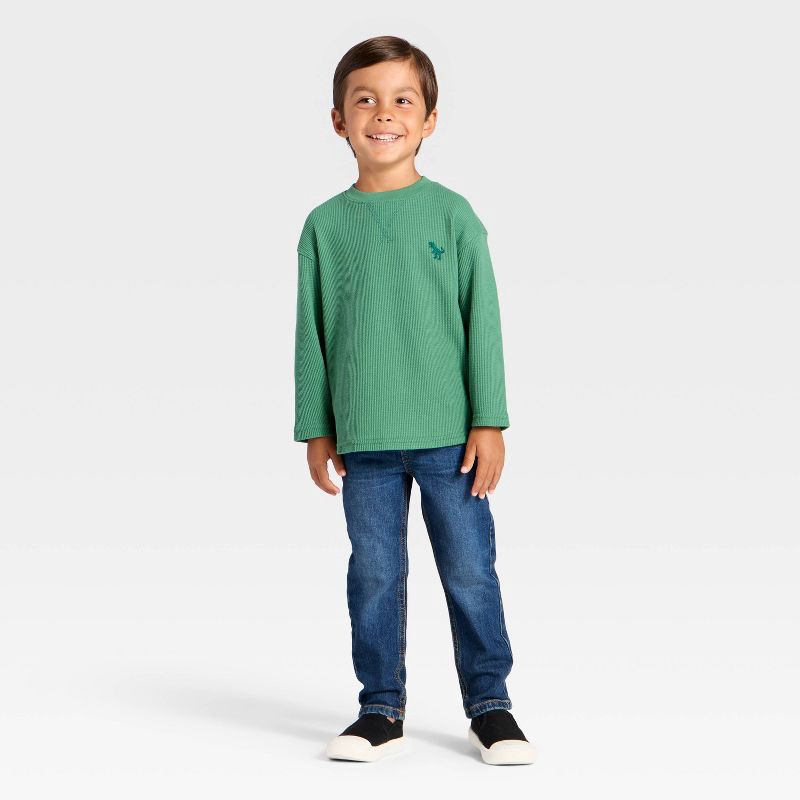 slide 4 of 4, Toddler Boys' Long Sleeve Thermal Shirt - Cat & Jack™ Green 12M, 1 ct