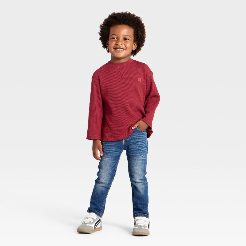 slide 3 of 3, Toddler Boys' Long Sleeve Thermal Shirt - Cat & Jack™ Maroon 5T, 1 ct