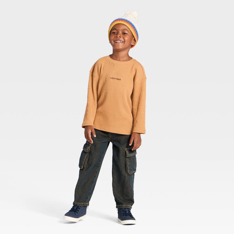 slide 3 of 3, Toddler Boys' Long Sleeve Thermal Shirt - Cat & Jack™ Brown 3T, 1 ct