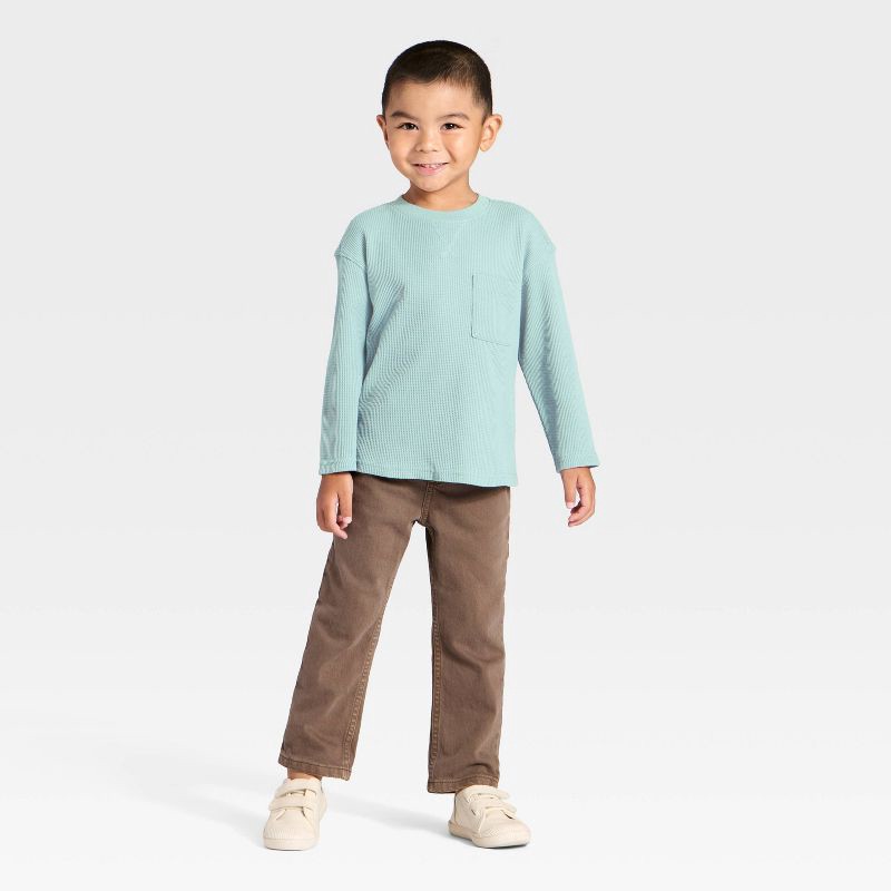 slide 3 of 3, Toddler Boys' Long Sleeve Thermal Shirt - Cat & Jack™ Blue 4T, 1 ct