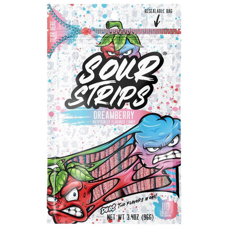 slide 1 of 1, Sour Strips Dream Berry Candies - 3.4oz, 3.4 oz