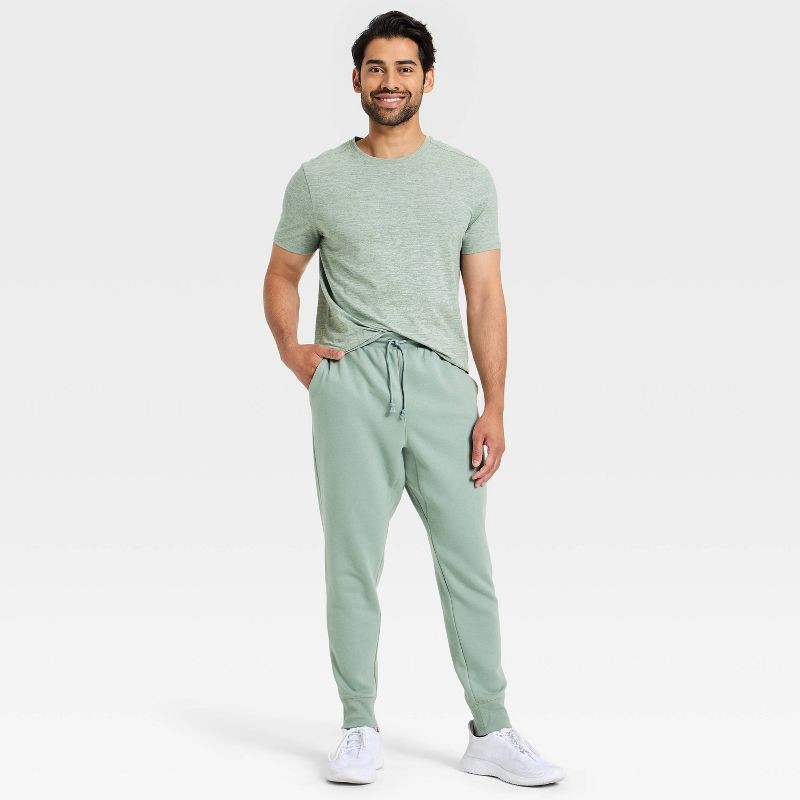 slide 2 of 3, Men's Active Comfort Cotton Fleece Jogger Pants - All In Motion™ Sage Green L, 1 ct