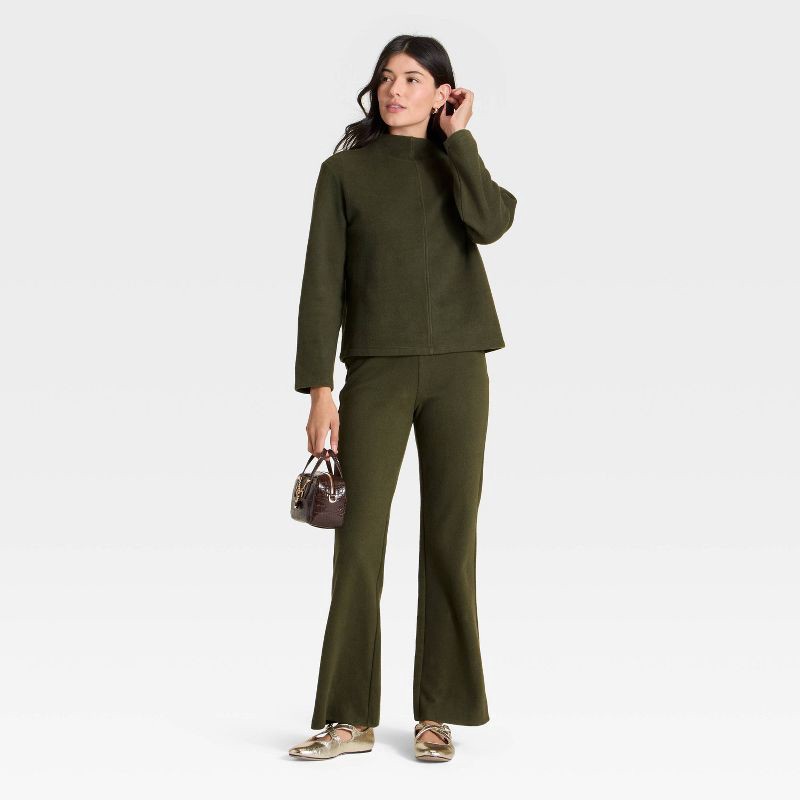 slide 3 of 3, Women's Brushed Pull-On Pants - A New Day™ Olive M, 1 ct
