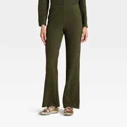Women's Brushed Pull-On Pants - A New Day™ Olive L