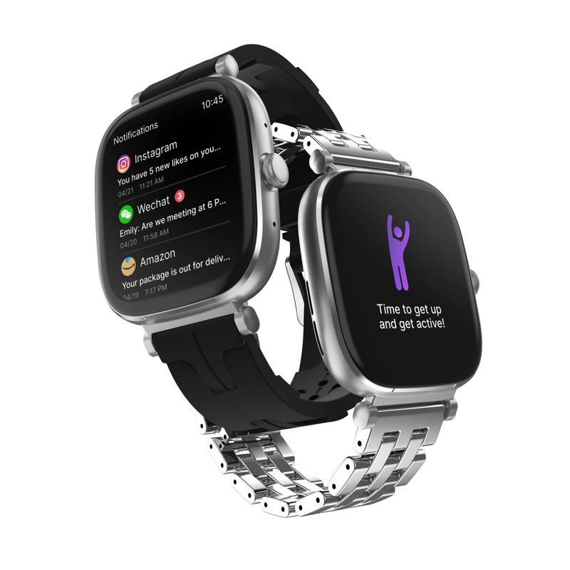 slide 12 of 23, iTouch Belle Silver Case with Silver Metal and Silicon Band Smartwatch Set, 1 ct