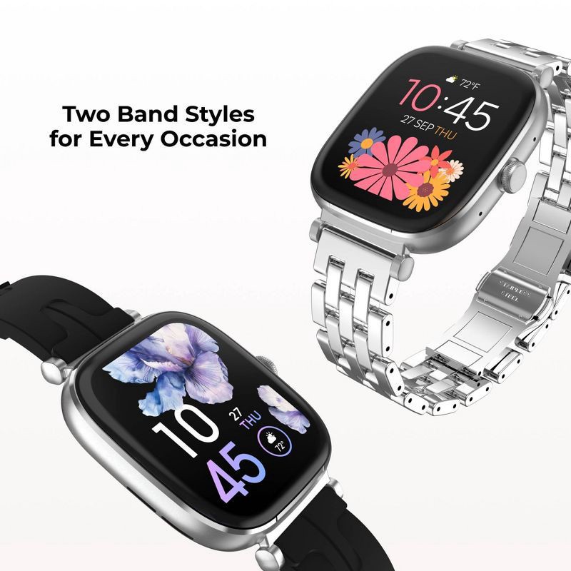 slide 6 of 23, iTouch Belle Silver Case with Silver Metal and Silicon Band Smartwatch Set, 1 ct