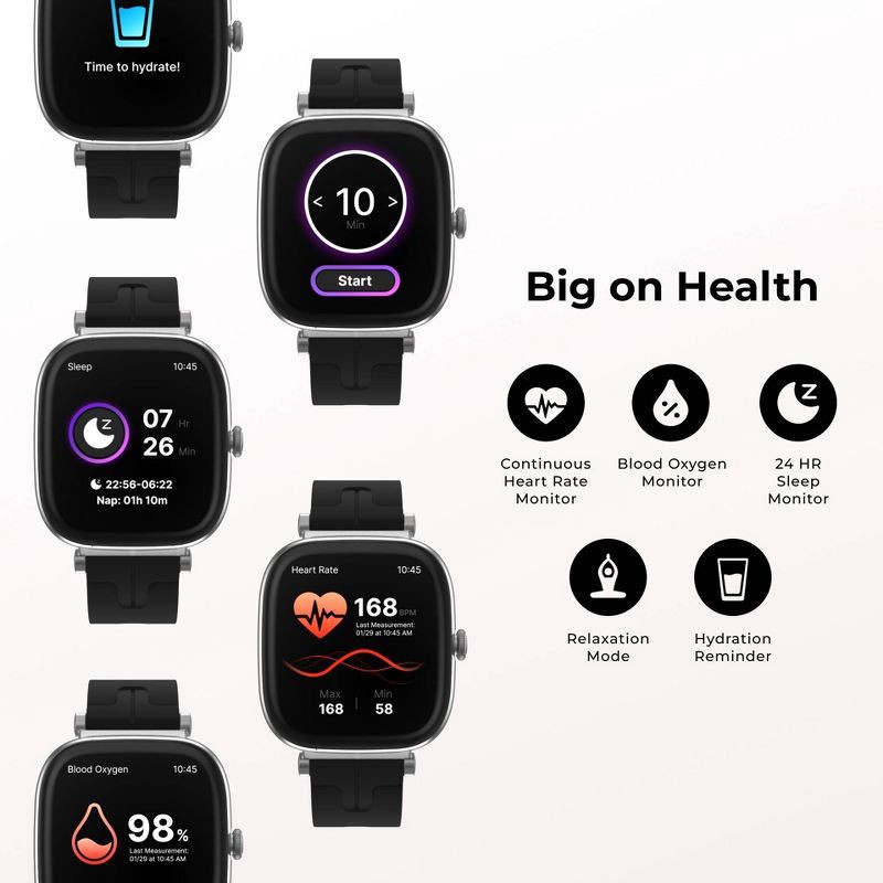 slide 9 of 23, iTouch Belle Silver Case with Silver Metal and Silicon Band Smartwatch Set, 1 ct