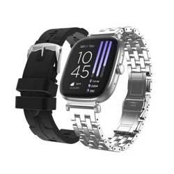 iTouch Belle Silver Case with Silver Metal and Silicon Band Smartwatch Set