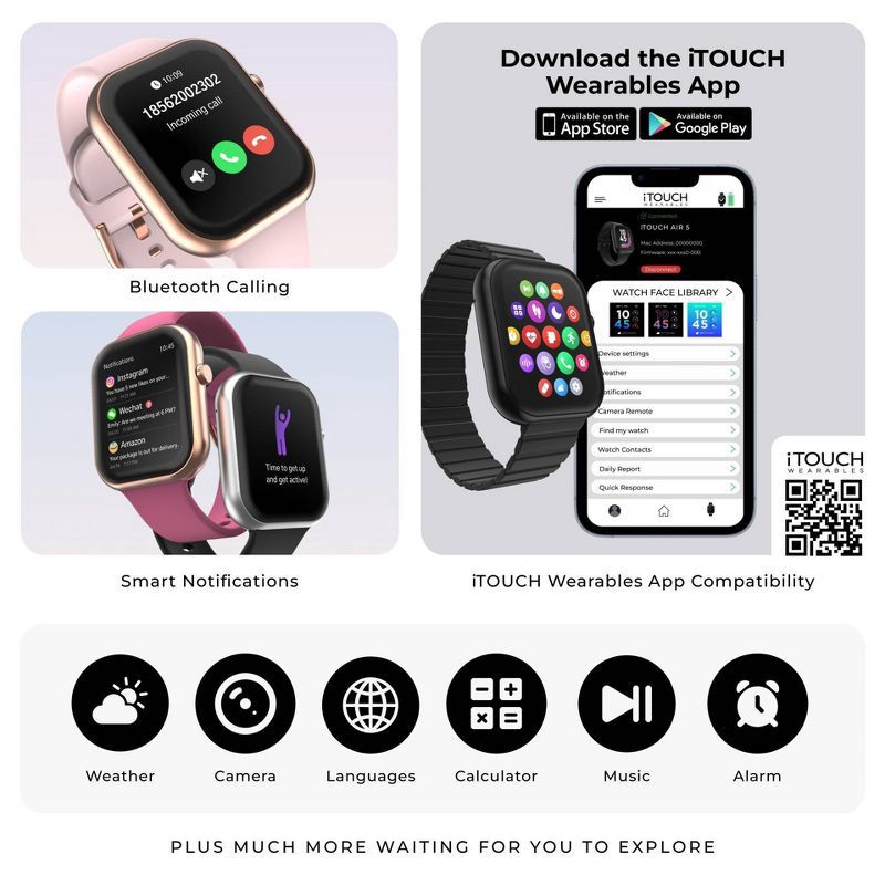 slide 6 of 12, iTouch Air 5 Silver Case with 1 magnetic and 1 nylon strap Smartwatch Set, 1 ct