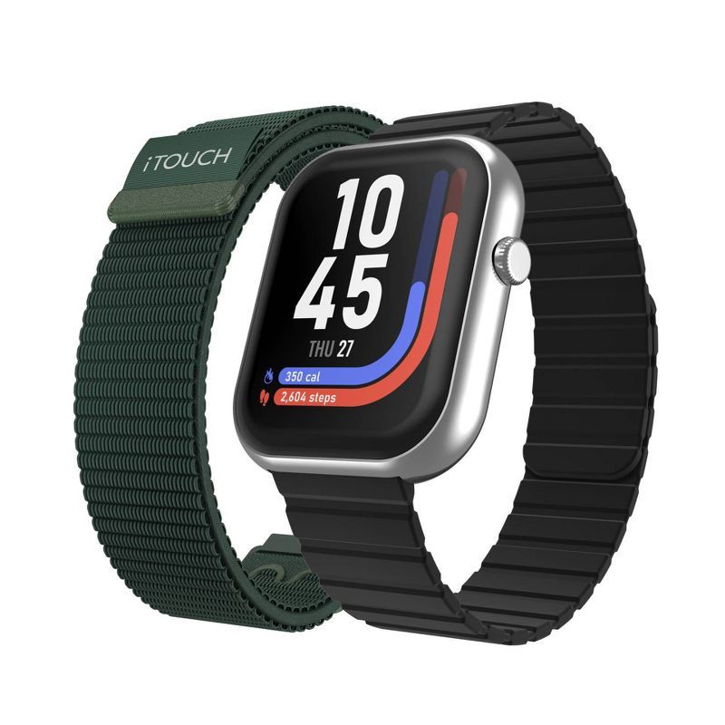 slide 1 of 12, iTouch Air 5 Silver Case with 1 magnetic and 1 nylon strap Smartwatch Set, 1 ct