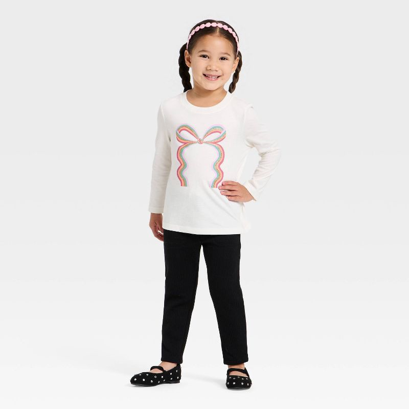 slide 3 of 3, Toddler Girls' Ribbed Leggings - Cat & Jack™ Black 12M, 1 ct