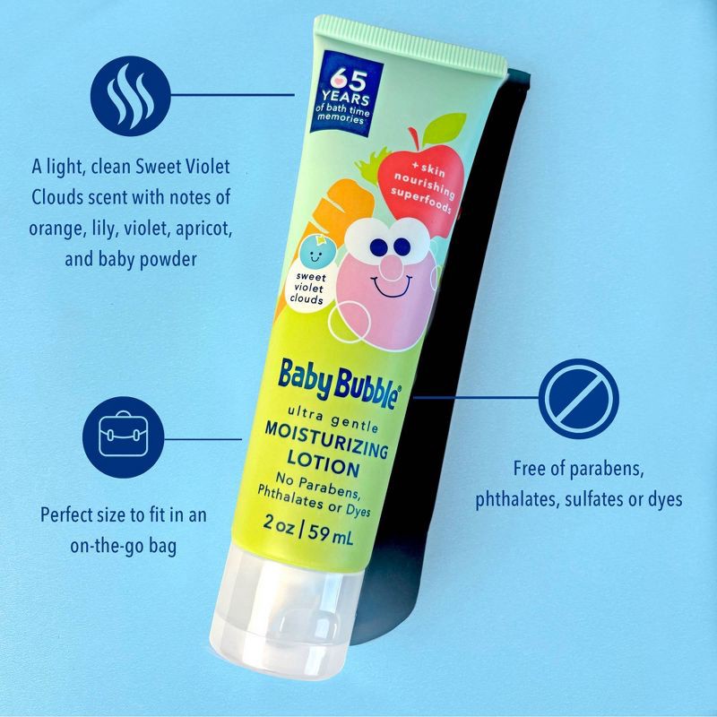 slide 3 of 10, Mr. Bubble Baby Bubble Ultra Gentle Moisturizing Baby Lotion - Sweet Violet Clouds Scent - 2oz, 2 oz