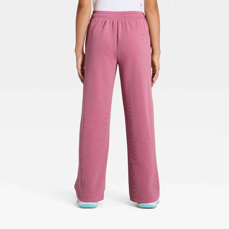 slide 2 of 3, Girls' Airy Sleek Ribbed Pants - All In Motion™ Dark Mauve L, 1 ct