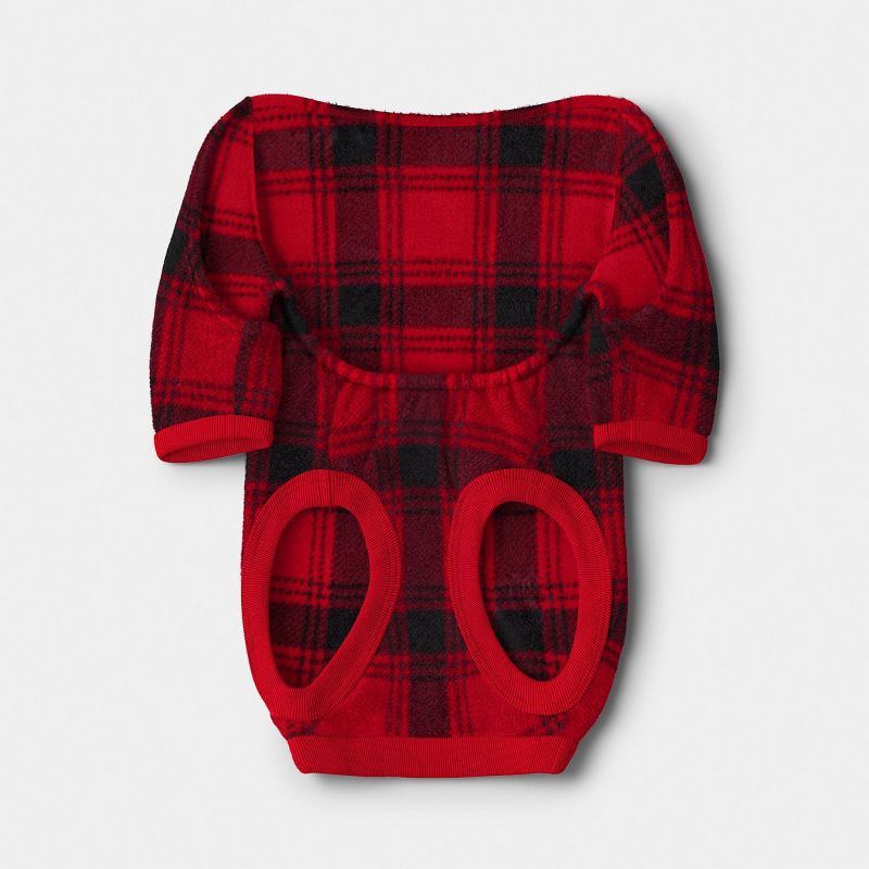 slide 2 of 3, Plaid Brushed Fleece Dog and Cat Pajamas - Wondershop™ Red/Black S, 1 ct