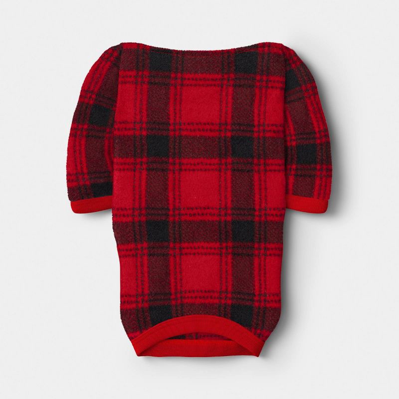 slide 3 of 3, Plaid Brushed Fleece Dog and Cat Pajamas - Wondershop™ Red/Black S, 1 ct