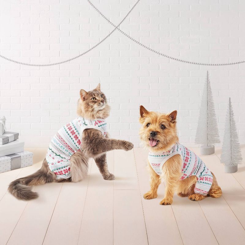 slide 1 of 3, Fair Isle Dog and Cat Pajamas - Wondershop™ S, 1 ct