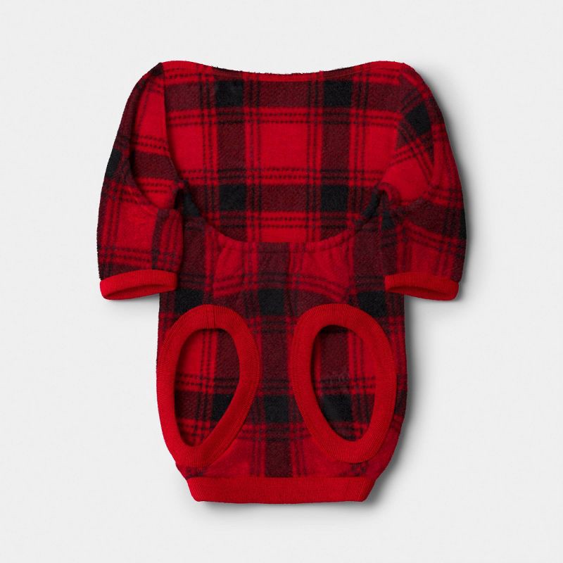 slide 2 of 3, Plaid Brushed Fleece Dog and Cat Pajamas - Wondershop™ Red/Black XS, 1 ct
