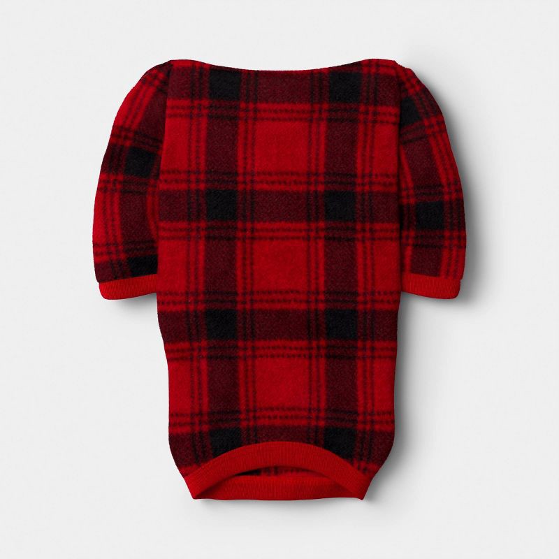 slide 3 of 3, Plaid Brushed Fleece Dog and Cat Pajamas - Wondershop™ Red/Black XS, 1 ct