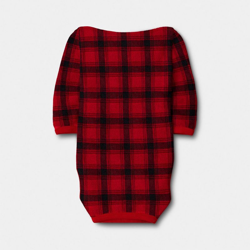slide 3 of 3, Plaid Brushed Fleece Dog Pajamas - Wondershop™ Red/Black M, 1 ct