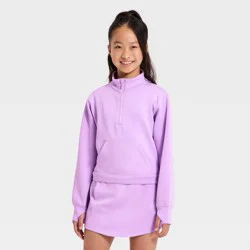 Girls' Airy Sleek Piped 1/2 Zip Pullover Sweatshirt - All In Motion™ Lilac Purple S