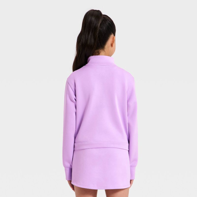slide 2 of 3, Girls' Airy Sleek Piped 1/2 Zip Pullover Sweatshirt - All In Motion™ Lilac Purple XL, 1 ct