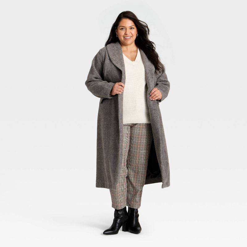 slide 3 of 3, Women's Belted Coat - Ava & Viv™ Dark Gray 2X, 1 ct