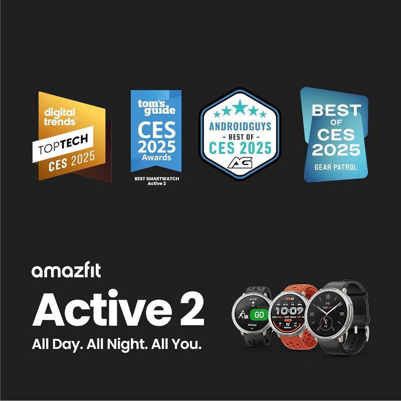 slide 12 of 18, Amazfit Active 2 Round Smartwatch - Black Silicone Sport, 1 ct