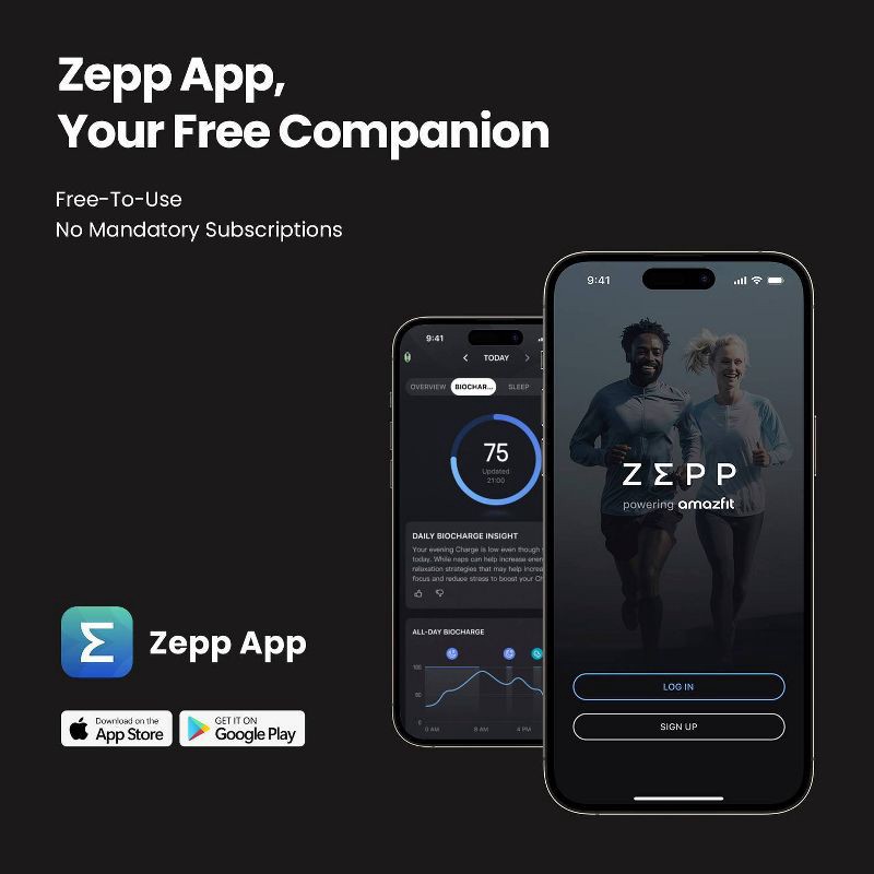 slide 13 of 14, Amazfit Helio Strap Fitness Tracker Wristband, 24/7 Activity and Sleep Tracker with Heart Rate, 10 Days Battery, 27 Sports Modes - Black, 1 ct