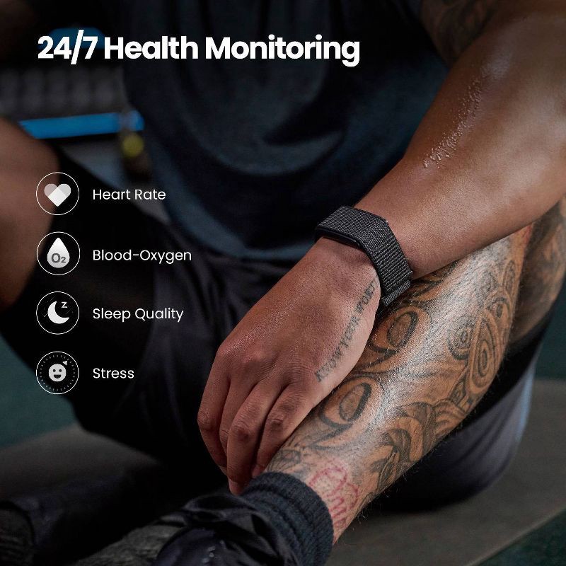 slide 9 of 14, Amazfit Helio Strap Fitness Tracker Wristband, 24/7 Activity and Sleep Tracker with Heart Rate, 10 Days Battery, 27 Sports Modes - Black, 1 ct