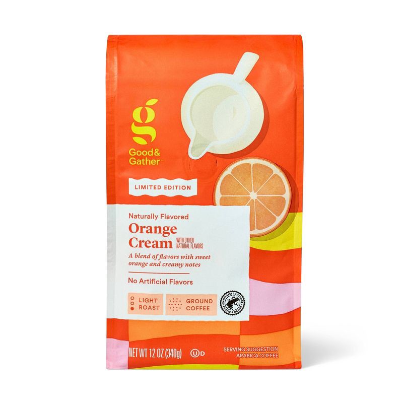 slide 1 of 4, Orange Cream Flavored Light Roast Ground Coffee - 12oz - Good & Gather™, 12 oz