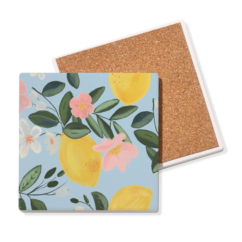 slide 2 of 3, Thirstystone Floral Lemons Square Coaster, 1 ct