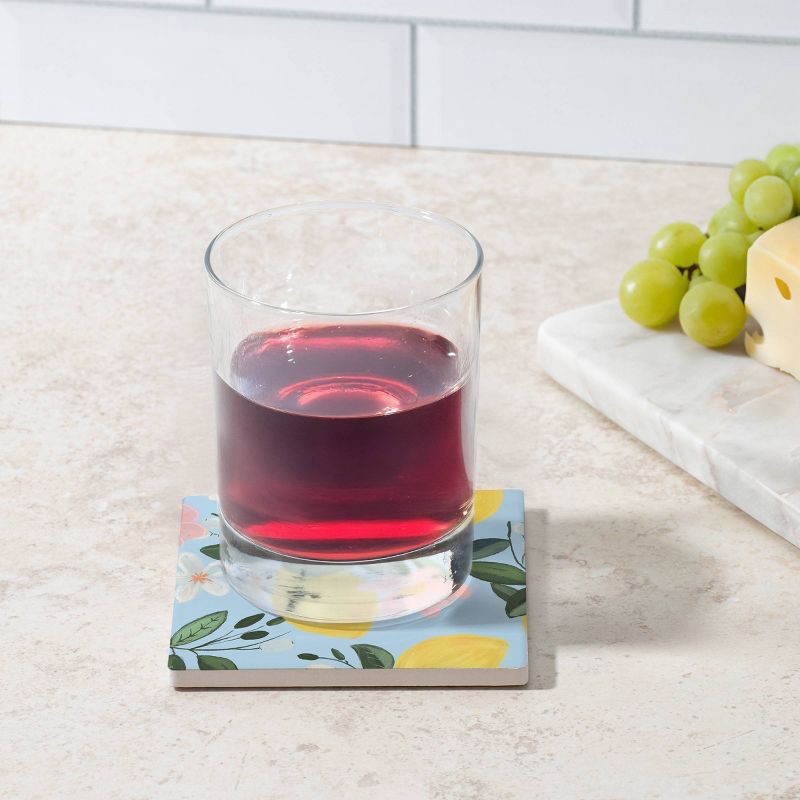 slide 3 of 3, Thirstystone Floral Lemons Square Coaster, 1 ct