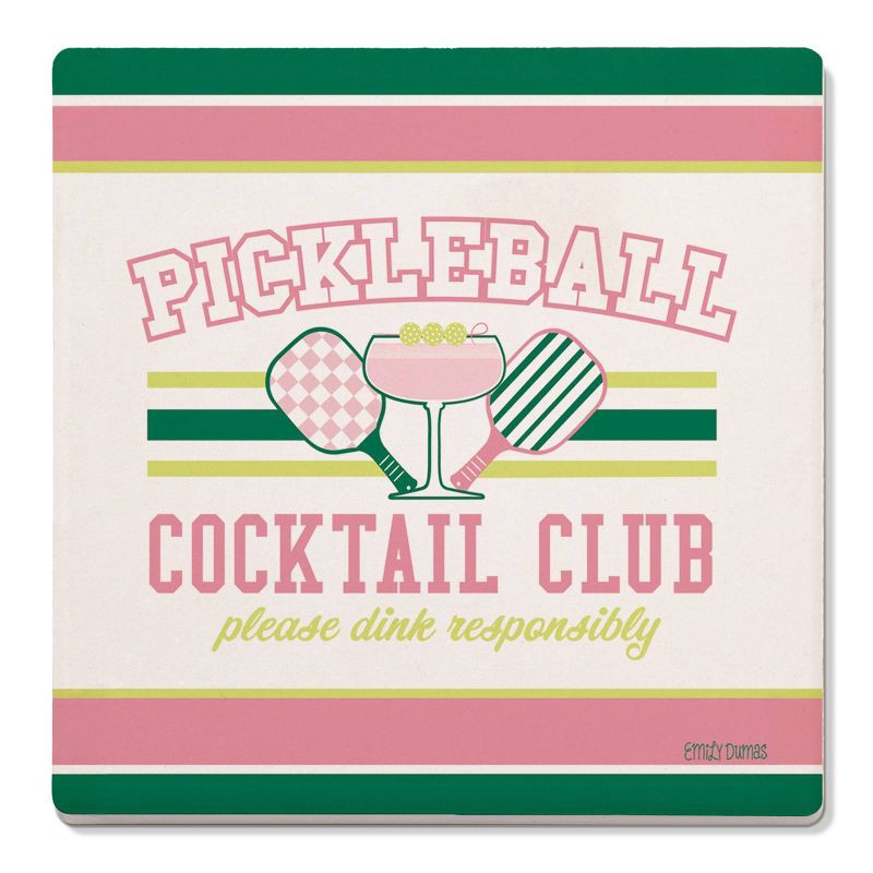 slide 1 of 3, Thirstystone Pickleball Club Square Coaster, 1 ct