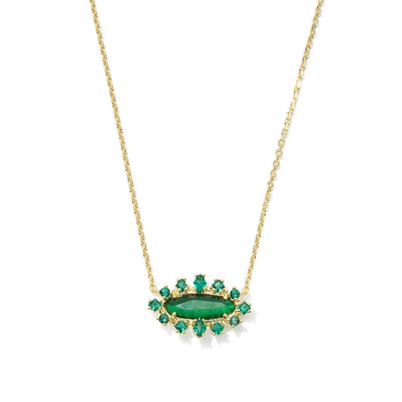 slide 1 of 4, Kendra Scott Eva Crystal Framed Pendant Necklace - Green Mix, 1 ct