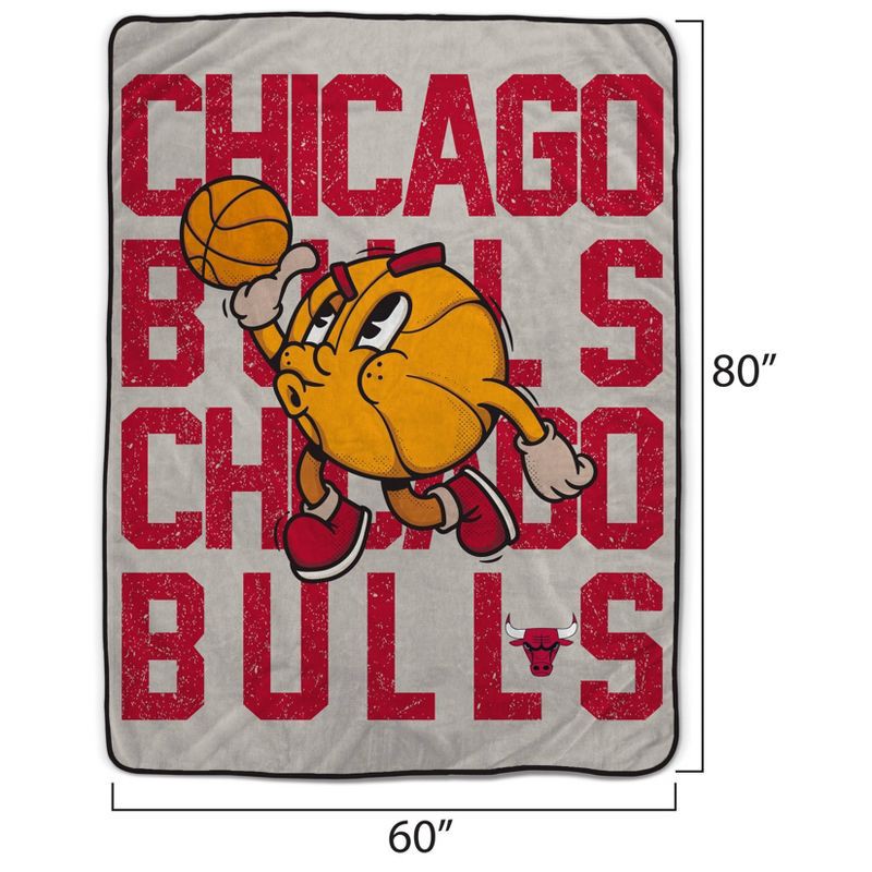 slide 3 of 3, NBA Chicago Bulls 60"x80" Cartoon Basketball Ultra Cozy Blanket, 1 ct