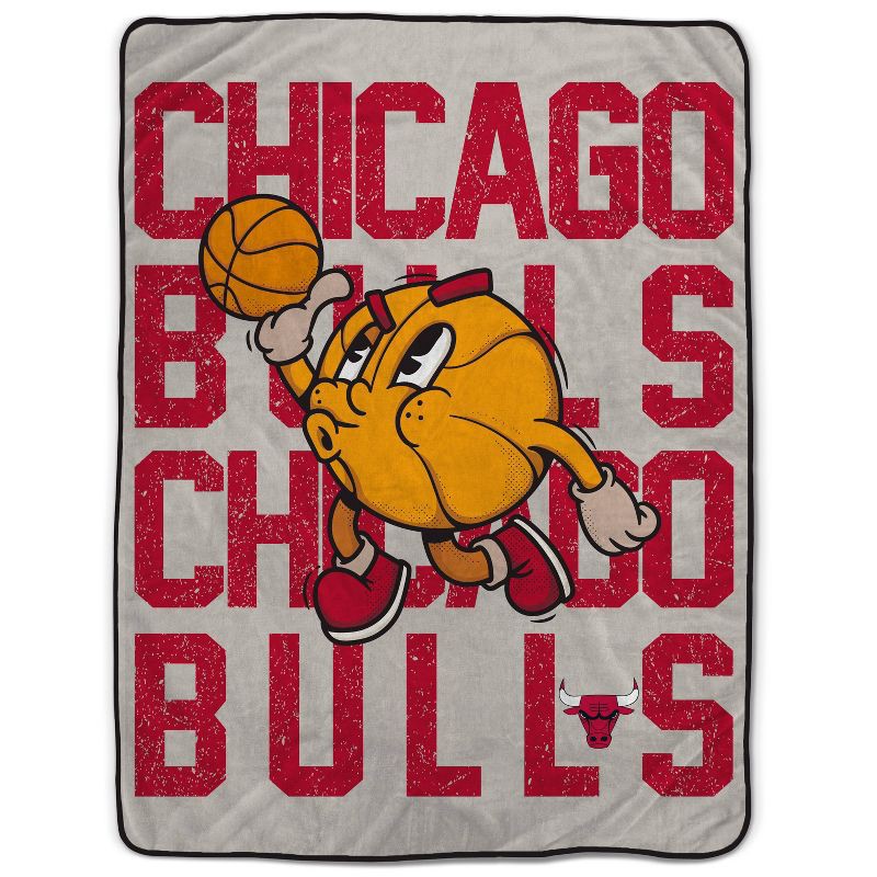 slide 1 of 3, NBA Chicago Bulls 60"x80" Cartoon Basketball Ultra Cozy Blanket, 1 ct