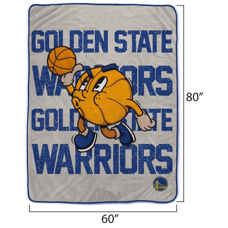 slide 3 of 3, NBA Golden State Warriors 60"x80" Cartoon Basketball Ultra Cozy Blanket, 1 ct